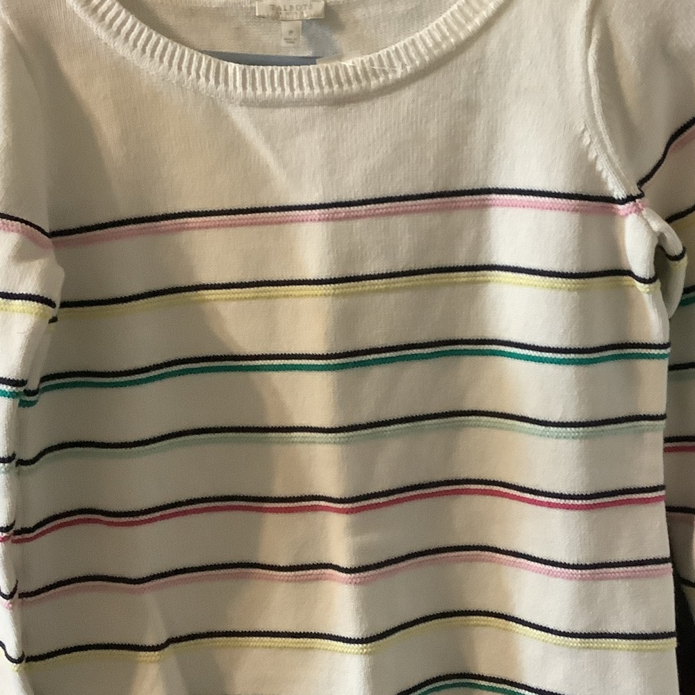 Talbots ladies petite‎ White Multicolor Striped sweater, new